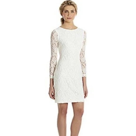 slim fit dress slacks Mariana Cream Lace Bust Midi Dress - US 16